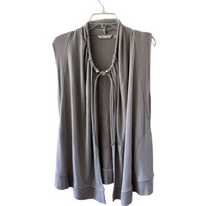 Athleta Mindset Knit Vest Gray Corded Neckline Adjustable XS With Pockets